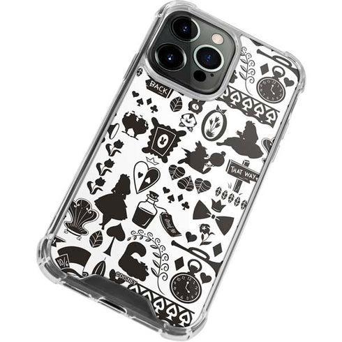 Disney Alice in Wonderland (animated) Silhouette Pattern iPhone 14 Pro Clear Case